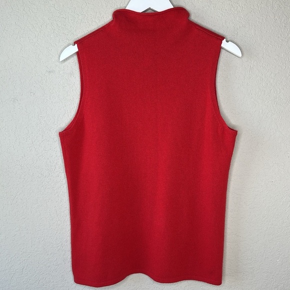 Chico's Black Label 100% Cashmere Turtleneck Sweater Sleeveless  Red Sz 2/Medium - Picture 4 of 9